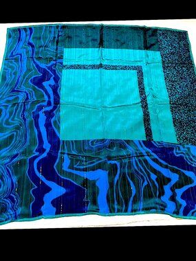 VINTAGE 90s Fancy Roman Silk Scarf / 40-Inches / Vaporwave Art / Made in Japan
